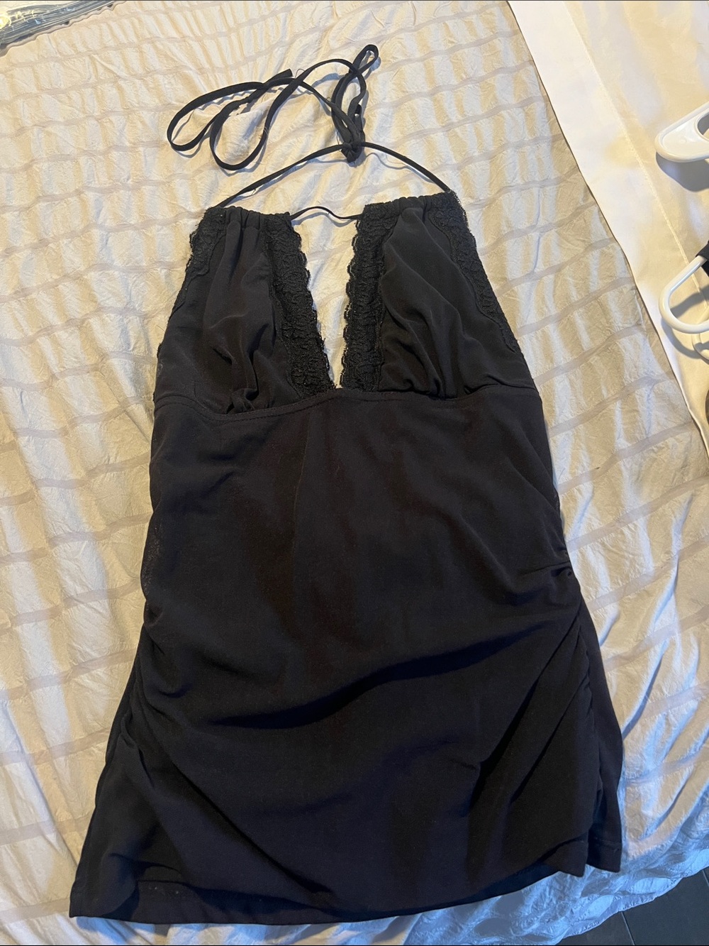 Forever 21 Black Lace-Trim Halter top